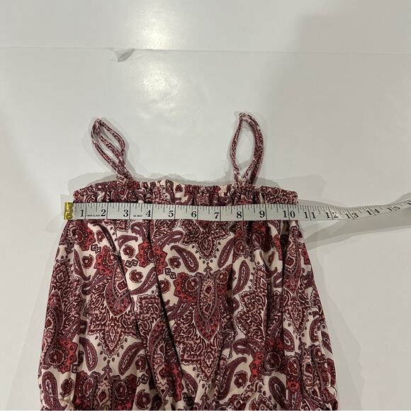 Maurices Pink Paisley Print Sleeveless Tie Waist Cropped Wide Leg Jumpsuit Sz XS - Picture 10 of 13